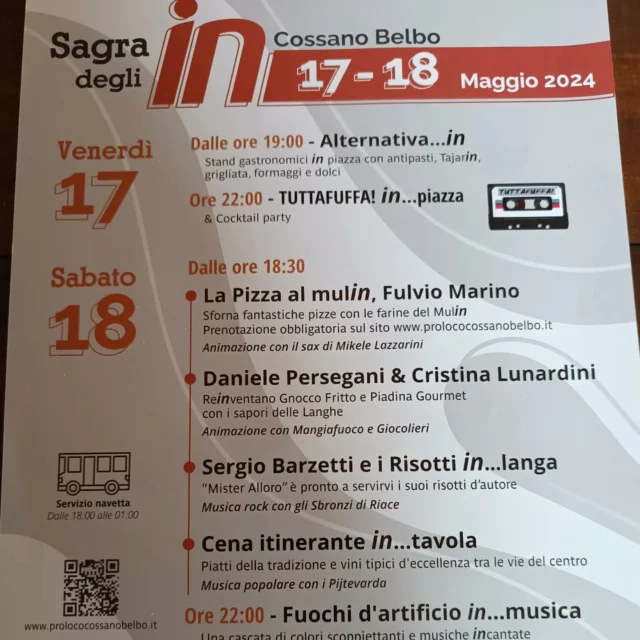 Vi aspettiamo stasera e domani sera alla @sagra_degli_in . Ci saranno piatti buoni da mangiare, ma anche i nostri vini da bere. Vi aspettiamo numerosi.
